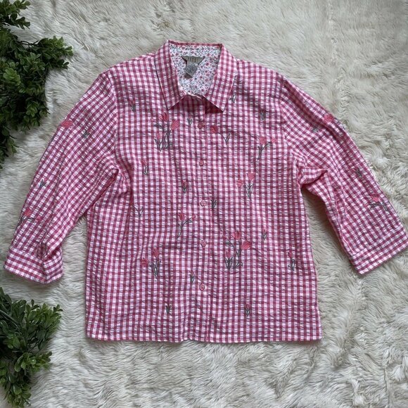 Vintage Teddi Blouse Retro 80s Farmhouse Top XL - Picture 3 of 12